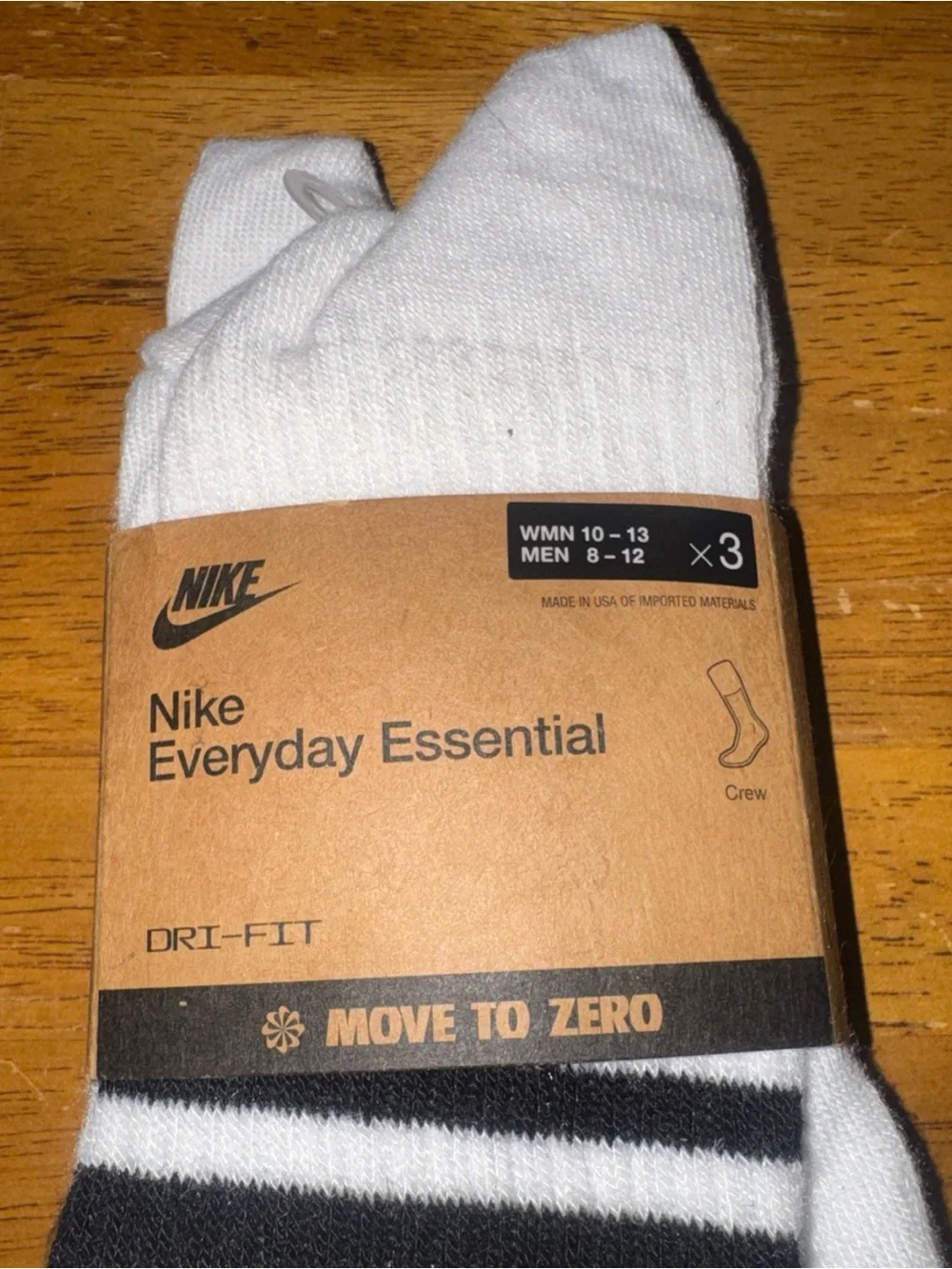 Nike Everyday Essential White Large 3 Pair Unisex Crew Socks DX5089 103 New Tag
